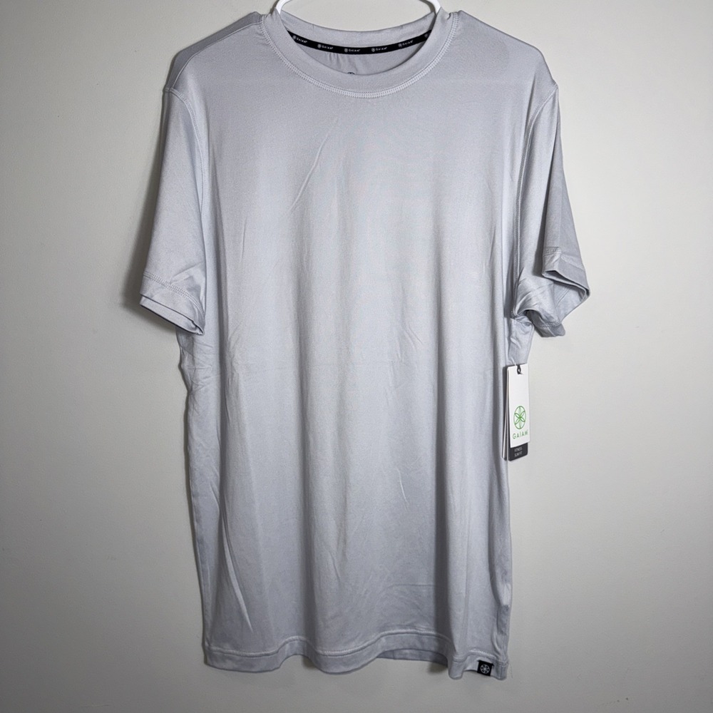 Gaiam Mens Everyday Basic‎ Crew T-Shirt Activewear Gym Grey Slim Fit Size Medium
